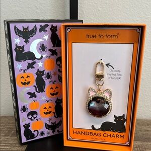 Sleek Black Cat w/ Rhinestones Bag Charm